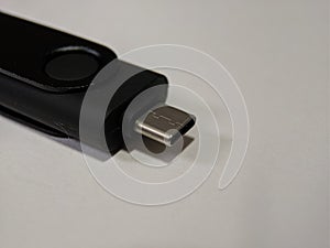 Macro of usb-c otg on isolated background