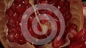 macro video of pomegranate seeds