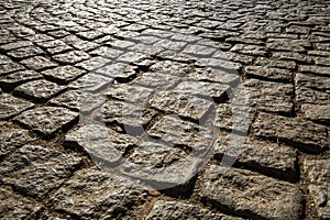 Macro viev of Cobblestone road