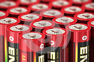 Macro view of AA batteries photo