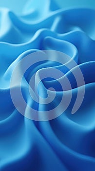 Macro view of abstract blue wavy cloth in ripple form