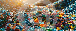 Macro view of biodegradable plastic, highlighting its role in reducing pollution and fossil fuel dependency
