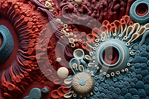 Macro view capturing the fascinating world of microorganisms in vivid detail. Generative AI