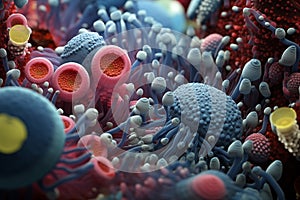Macro view capturing the fascinating world of microorganisms in vivid detail. Generative AI