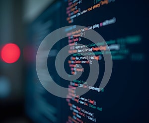 Macro View of Digital Code Cascading on a Screen