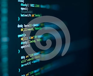 Macro View of Digital Code Cascading on a Screen