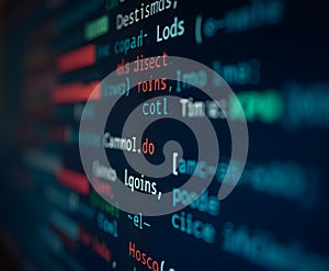 Macro View of Digital Code Cascading on a Screen