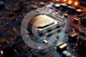 Macro view examining the details of an AI processor