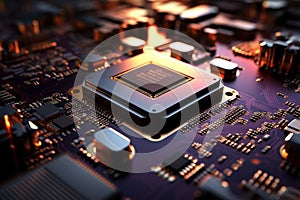 Macro view examining the details of an AI processor