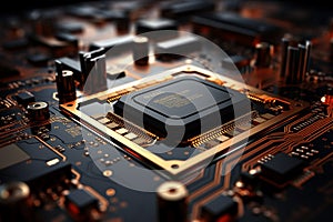 Macro view examining the details of an AI processor