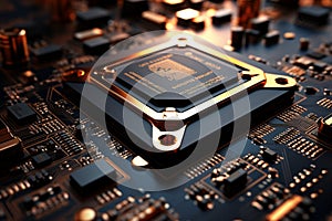 Macro view examining the details of an AI processor