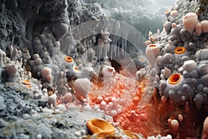macro view of extremophile bacteria thriving in volcanic vents photo