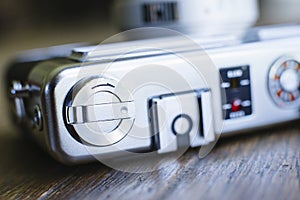 Macro View of Film Rewind Lever and Top of Old Film Camera