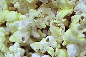 Macro view of fresh buttery popcorn
