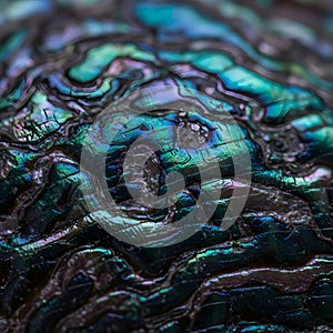 Macro View of Iridescent Abalone Shell Texture