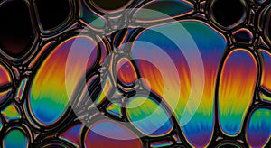 Macro View of Iridescent Soap Bubbles with Rainbow Colors