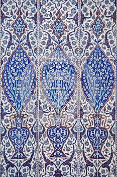 Macro view of mihrab tiles in Rustem Pasa Mosque, Istanbul