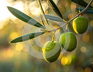 Olive Tree Close Up With Leaves