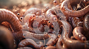 Macro view of a parasitic helminth. Intestinal parasite, parasitic worm. Concept of medical research, parasite life photo