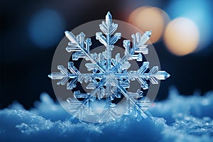 A macro view of a single, intricate snowflake, designed for text