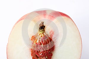 Macro view of sliced peach