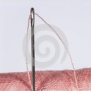 Macro view of threaded needle