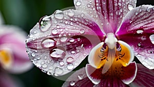 Macro View of Waterdrops on Flower Petals