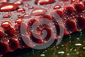 macro view of whetstone with water droplets