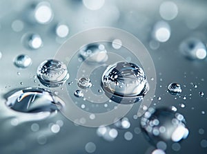 Macro water drip on blue surface