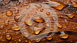 Macro wet sequoia bark with water drops. Created with Generative AI tools