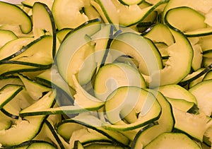 Macro of zucchini noodles