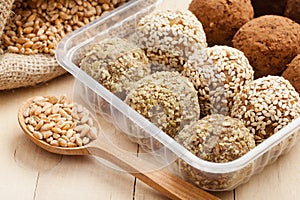 Macrobiotic healthy food: balls from ground wheat