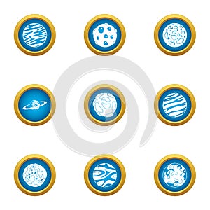 Macrocosm icons set, flat style