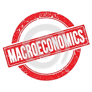 MACROECONOMICS text on red grungy round stamp