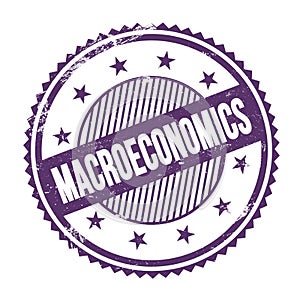 MACROECONOMICS text written on purple indigo grungy round stamp