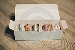 macrons in a paper box