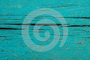 Macrophotography texture of vintage turquoise wood board painted background