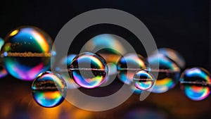 Macroshot of Irridiscent Soap Bubbles