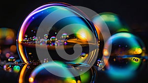 Macroshot of Irridiscent Soap Bubbles