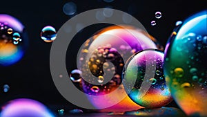 Macroshot of Irridiscent Soap Bubbles