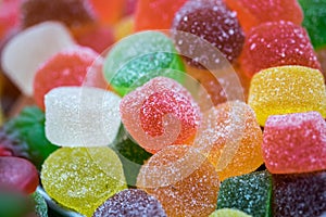 Macroshot of jelly candies, sale on local market