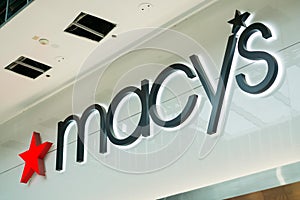 Macy`s logo situated above the store located in Westfield Valley Mall