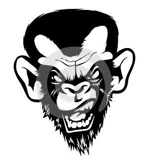 Mad Angry Bad Chimp Ape Monkey Gorila Ink Black White