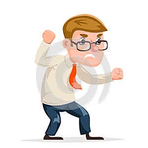 Mad angry businessman guy character icon cartoon design vector illustration