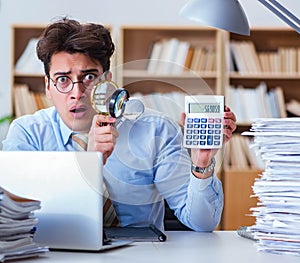 The mad auditor looking for errors in the report