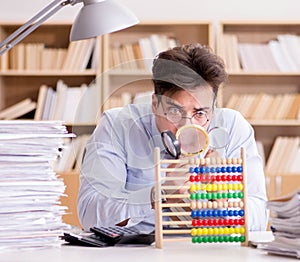 Mad auditor looking for errors in the report