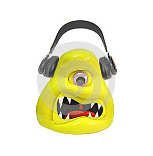 mad bad crazy deranged music monster headset headphones bluetooth music one eyed remote