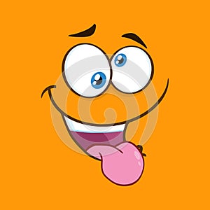 Mad Cartoon Funny Face With Crazy Expression And Protruding Tongue