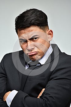 Mad Colombian Person Wearing Suit And Tie