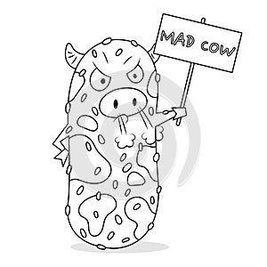 Mad Cow Disease Cell Vector Cartoon Colorless
